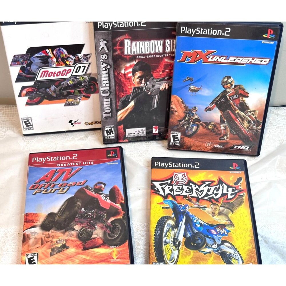 Lot of Five  Play Station2 Games Motocross Freestyle ATV  Rainbow 63  MX Unleash
